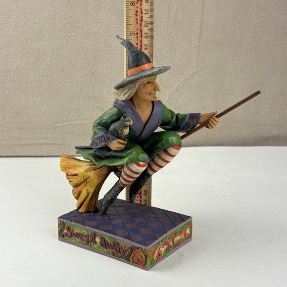 2006 Jim Shore Heartwood Creek "Swept Away" Halloween Witch On Broom 4005338 - Picture 4 of 5